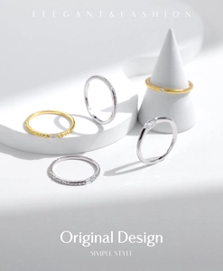 Artistic irregular s925 silver rings with tin foil texture and sparkling diamonds