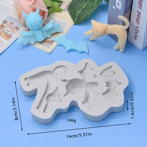 Stampo in silicone di Halloween con forme di pipistrello, gatto e zucca per dolci fai-da-te