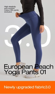 Détail du tissu haute élasticité 3.0 sur ce legging de yoga bleu foncé taille haute
