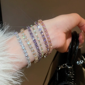 Sparkling multi-color zircon tennis bracelets set with elegant snap closure on wrist