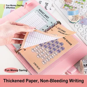 Pink crocodile PU A6 binder with budget sheets and savings challenge inserts