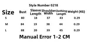 Size chart for knit jacket and tube dress set showing S, M, L measurements and weight