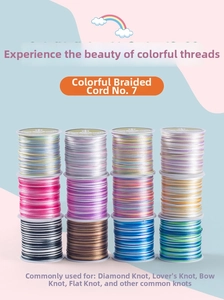 Set of twelve rolls of size 7 gradient braided cords for DIY jewelry and crafts