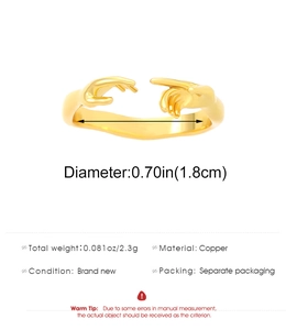 Detaillierte Größenangaben für den goldfarbenen verstellbaren Hände-Adam-Ring