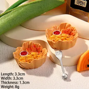 Miniature resin fried chicken bowl model with dimensions 3.3x3.3cm for DIY crafts