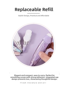 Detail showing retractable correction tape design with 6m length in pastel colors
