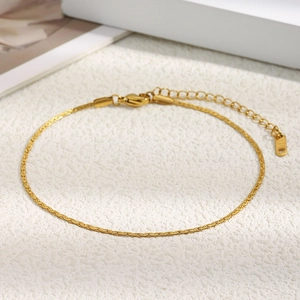 Cavigliera minimalista in acciaio inossidabile placcato oro 18K con ciondolo a drago