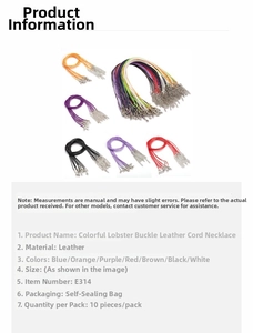 Close-up of multicolored 1.5mm waxed cord necklaces with metal lobster clasps, 10-piece pack