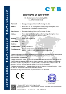 Official CE certification for F23 anion neck fan ensuring compliance and safety standards
