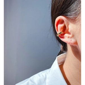 C-Shaped Ear Cuff Gold Plated Brass High Polish Minimalist Non-Pierced Adjustable Cartilage Jewelry For Women