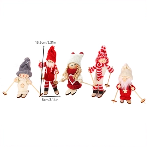Detailed view of 13.5cm Christmas ski doll hanging ornaments with size measurements