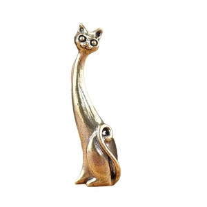 Artistic bronze brass cat ring holder stand animal desk ornament jewelry organizer