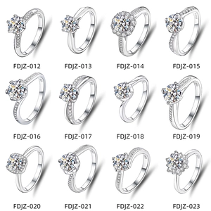 Collection of twelve unique S925 sterling silver moissanite rings in a matrix layout