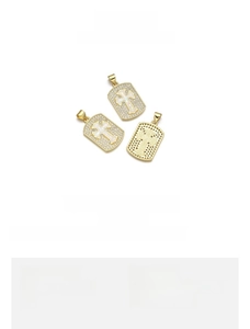Size guide for copper 18K gold plated cross pendant with opal inlay and zircon stones
