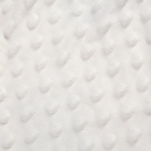 Vista macro detallada de suave tela minky con burbujas 3D blanca para doudou bebé