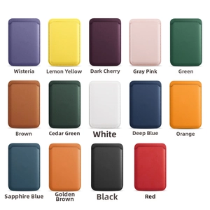 Detailed grid of multicolored MagSafe leather card holders for iPhone 13 and 12