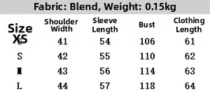 Detailed size guide table for floral texture shirt showing measurements in centimeters