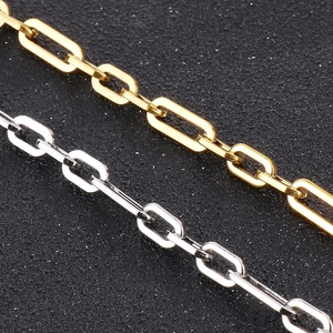 Titanium steel rectangle link chain bracelet in gold and silver polished finish