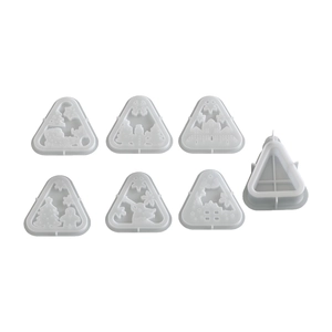 7-piece Christmas hollow triangular silicone mold set with tree snowman and deer motifs