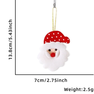 Detail view of plush Santa pendant with dimensions 13.8cm height for Xmas tree decoration