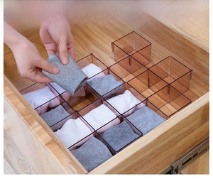 Smoky translucent drawer organizer divider for socks and underwear storage in closets