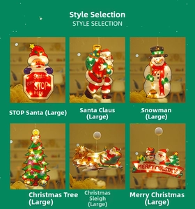 Selection of large Christmas LED suction cup lights featuring Santa and reindeer