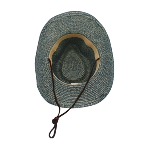 Chapeau de soleil en paille bleu et blanc avec sangle réglable pour les vacances