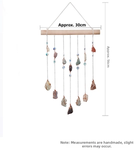 Detail view of crystal wall hanging with dimensions showing 30cm width and 56cm height