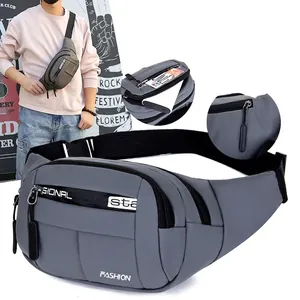 Waterproof Nylon Chest Bag For Men Multi Pocket Large Capacity Travel Sports Casual Waist Pack Urban Fashion
