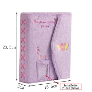 Purple plush embroidered photo album binder for idol cards with size dimensions