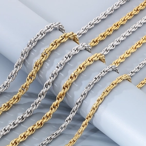 Twist Rope Chain Necklace And Bracelet Stainless Steel 18K Gold Plated Hip Hop Chunky Link Jewelry For Men Women