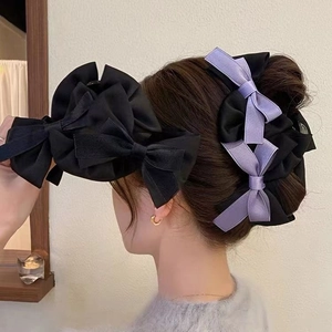 Large Satin Bow Hair Claw Clip French Elegant Fabric Shark Clips For Women Oversized Hair Accessories