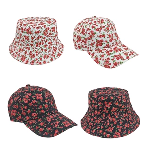 Floral Print Bucket Hat And Baseball Cap Women Polyester Sun Protection Casual Summer Outdoor Travel Fashion