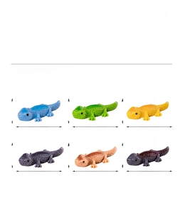 Detailed size specifications for 3.1cm resin lizard figurines in six vibrant colors
