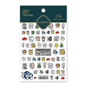 5D cute cartoon animal nail stickers set featuring penguins and koalas for DIY nail art