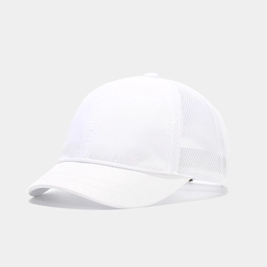 Cappellino da baseball bianco in mesh traspirante con visiera curva per sport e tempo libero
