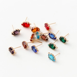 14k gold plated marquise zircon stud earrings with hanging loops in multiple colors