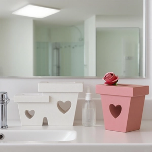 Three hollow heart flower pot resin molds in pink and white set for DIY crafts