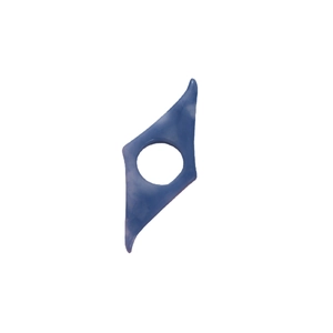 Blue resin thumb book page spreader with center hole for easy reading assistance