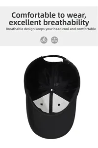 Detail view of the breathable mesh lining and reinforced inner structure of the black baseball cap