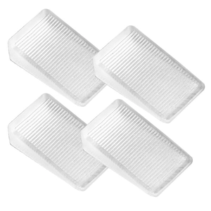 Set of 4 transparent wedge levelers with anti-slip texture for furniture leveling