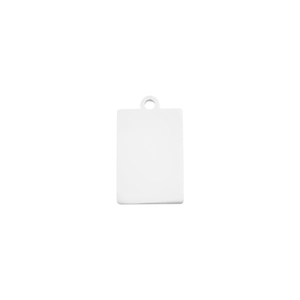 Polished silver stainless steel rectangular pendant tag with top hanging hole for jewelry