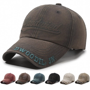 Retro Washed Cotton Baseball Cap With Letter Embroidery Distressed Vintage Sun Hat For Men And Women Adjustable