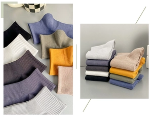 Detail view of multi-color ribbed knit mesh cotton socks for men in assorted colors