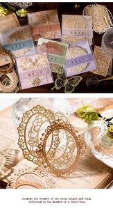 Close-up of vintage lace hollowed paper material for scrapbooking and artistic decoration