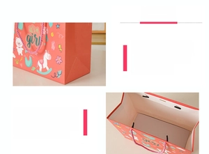 Pink waterproof PVC gift bag with cute bear patterns and a reinforced bottom base
