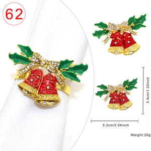 Christmas jingle bell napkin ring with red enamel bow and crystal rhinestones