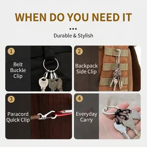 Classic mini S-type spring buckle keychain set in silver, black, and red alloy