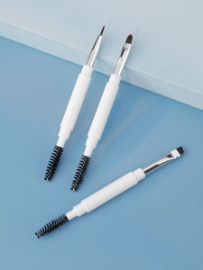 Dual-ended makeup brush set featuring mascara wand, eyebrow brush and fine eyeliner tips