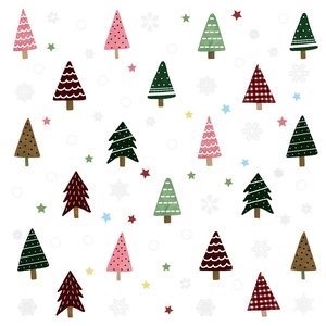 Christmas window stickers with watercolor Christmas trees and snowflakes for home decoration
